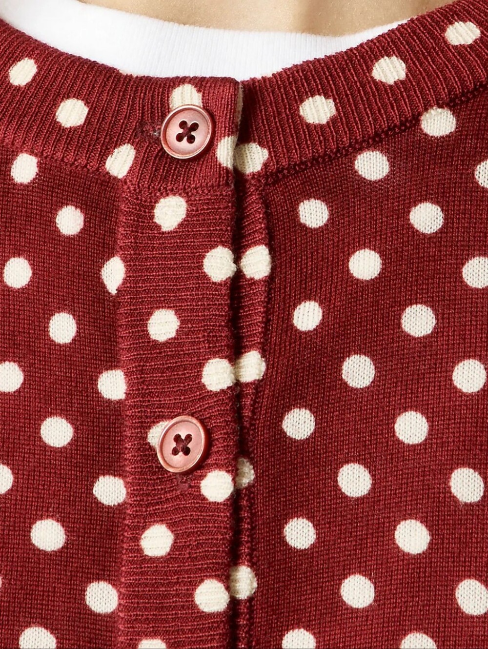 JCrew NWOT Burgundy Carolyn Cardigan In Polka-Dot Merino Wool - Picture 3 of 15